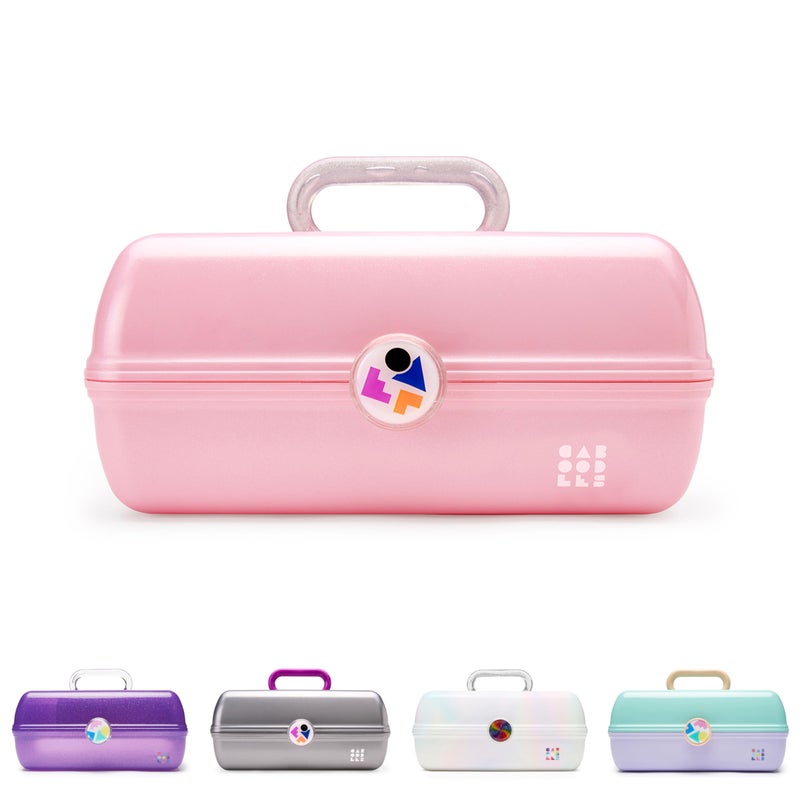 Caboodles On-The-Go Girl Makeup Box  Pink Sparkle  Hard Plastic Makeup Organizer Box  Built-In Mirror  Secure Latch for Safe Travel  Spacious Storage for Large Items - Image 1